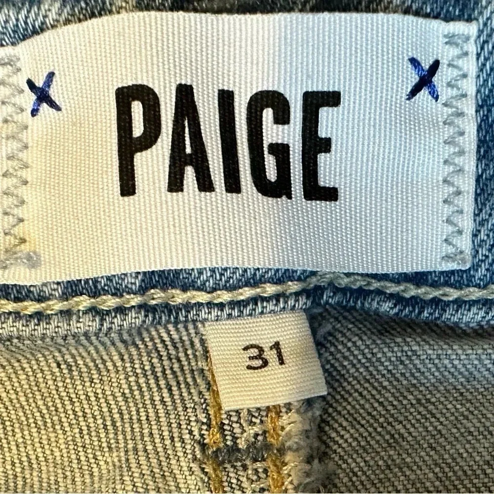 Paige Sarah Slim Jeans Distressed Light Wash Straight Leg High Rise Women’s 31